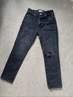 Zara Black High-Rise Distressed Jeans